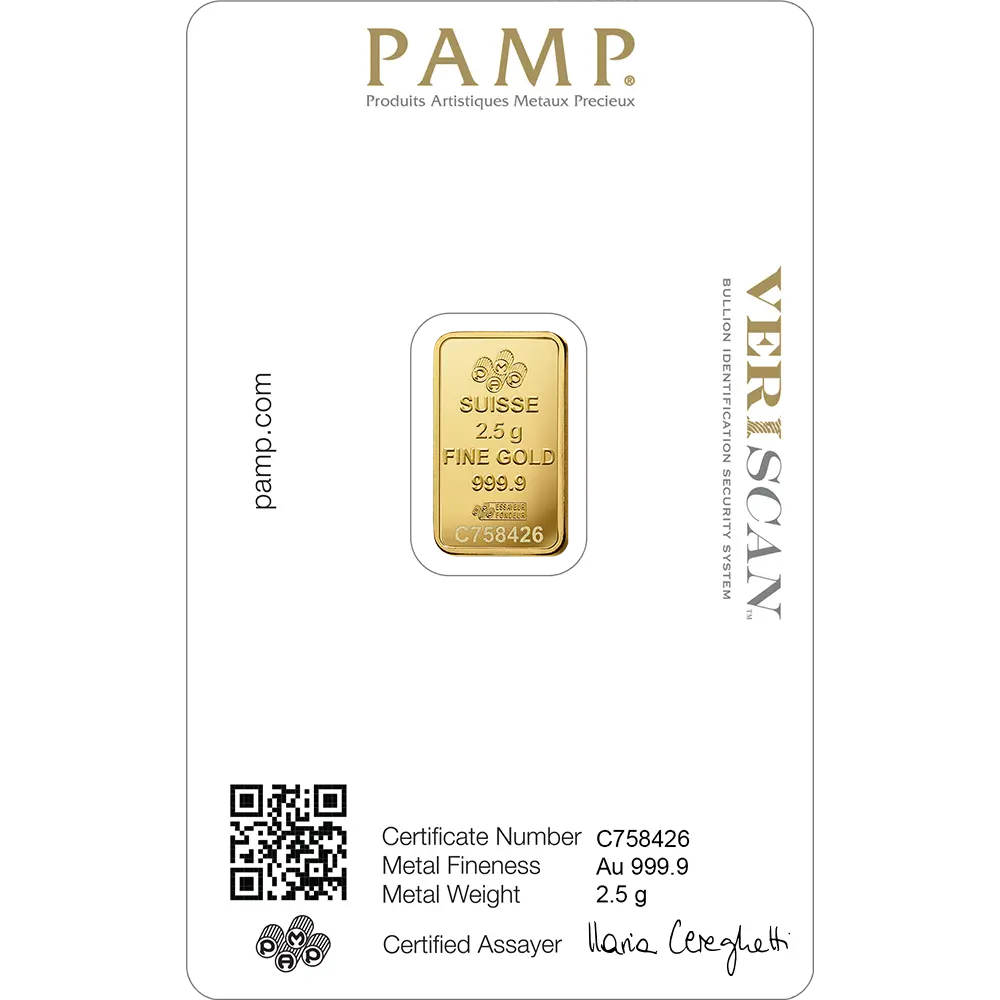 PAMP Fortuna Gold Ingot 2.5gm